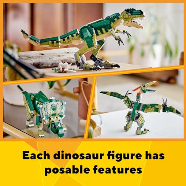 Lego Creator 3 In 1 T Rex Toy - Dinosaur Toy Building Set For Kids, Boys & Girls, Ages 9+ - 3 Building Options, T-Rex To Triceratops To Pterodactyl - Idea For Birthdays - 31151
