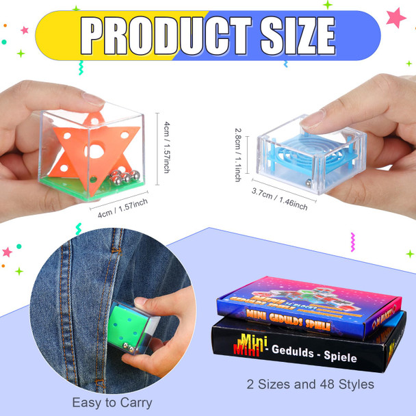 Lenwen 48 Pieces Brain Teaser Puzzles Cubes Mini Puzzle Party Favors Goodie Bags Stuffers Games Challenge Decompression For Adults(Cute Style)