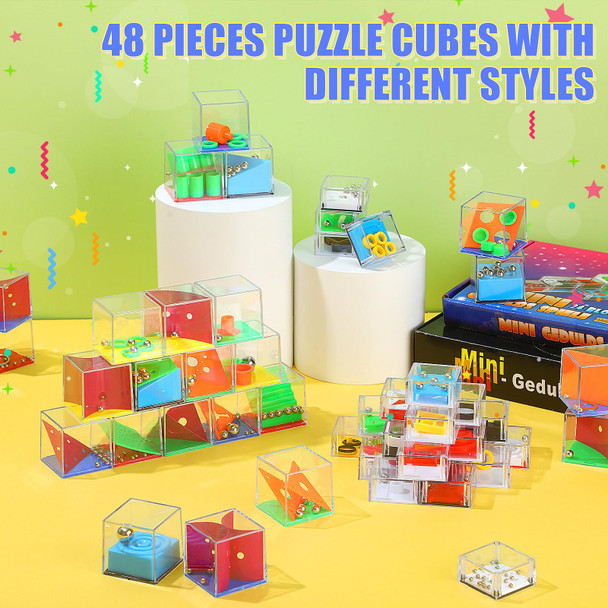 Lenwen 48 Pieces Brain Teaser Puzzles Cubes Mini Puzzle Party Favors Goodie Bags Stuffers Games Challenge Decompression For Adults(Cute Style)