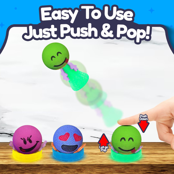Liberty Imports 24 Pcs Jumping Emoticon Popper Spring Launchers Led Light Up Toy Bouncy Party Favors Supplies And Goodie Bag Fillers For Kids, Toddlers (Classic Edition) Liberty Imports 24 Pcs Jumping Emoticon Popper Spring Launchers Led Light Up Toy Bouncy Party Favors Supplies And Goodie Bag Fillers For Kids, Toddlers (Classic Edition)