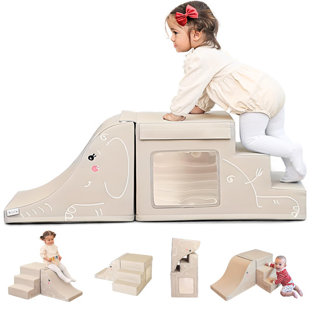 Loraia Non-Toxic Foam Climbing Blocks For Toddlers -Large Vegan Leather Baby Climbing Blocks - High-End Soft Play Set W/Top Fasteners & Baby Slide - Climbing Toys For Toddlers 1-3 Inside (Light Grey) Loraia Non-Toxic Foam Climbing Blocks For Toddlers -Large Vegan Leather Baby Climbing Blocks - High-End Soft Play Set W/Top Fasteners & Baby Slide - Climbing Toys For Toddlers 1-3 Inside (Light Grey)