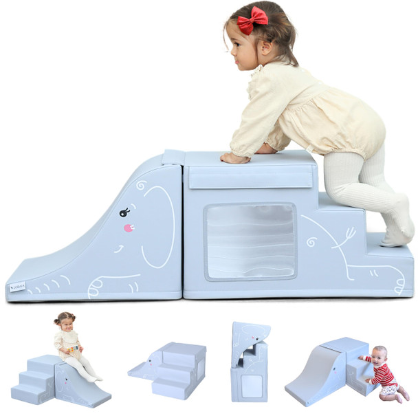 Loraia Non-Toxic Foam Climbing Blocks For Toddlers -Large Vegan Leather Baby Climbing Blocks - High-End Soft Play Set W/Top Fasteners & Baby Slide - Climbing Toys For Toddlers 1-3 Inside (Light Grey) Loraia Non-Toxic Foam Climbing Blocks For Toddlers -Large Vegan Leather Baby Climbing Blocks - High-End Soft Play Set W/Top Fasteners & Baby Slide - Climbing Toys For Toddlers 1-3 Inside (Light Grey)