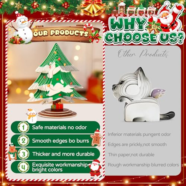 Losfpvr Christmas Puzzles For Kids Ages 4-12, 3D Puzzles With Santa Claus, Christmas Tree,Snowman,S Christmas Stocking Stuffers