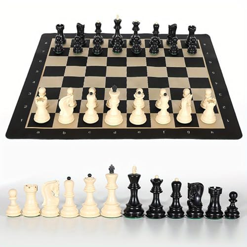 Luckywish 20-Inch Portable Folding Chess Set With Weighted Plastic Pieces, Double Queens & Carrying Bag – Ideal For Adults, Beginners, Camping, And Game Nights