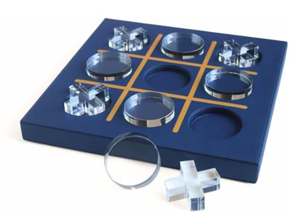 Luxland Home Modern Tic Tac Toe For Home Decoration, Tic Tac Toe Game With Blue Leather And Acrylic Pieces, Decorative Tic Tac Toe, Table Top Decoration, Housewarming Luxland Home Modern Tic Tac Toe For Home Decoration, Tic Tac Toe Game With Blue Leather And Acrylic Pieces, Decorative Tic Tac Toe, Table Top Decoration, Housewarming