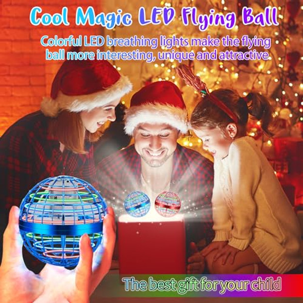 M&Hong 2 Pack Flying Orb Ball Toy Flying Space Orb Magic Flying Ball Toy,360° Rotating Hover Ball Cool Toy,Flying Spinner Toys Space Boomerang Ball With Led Lights Kids Adult Christmas Birthday