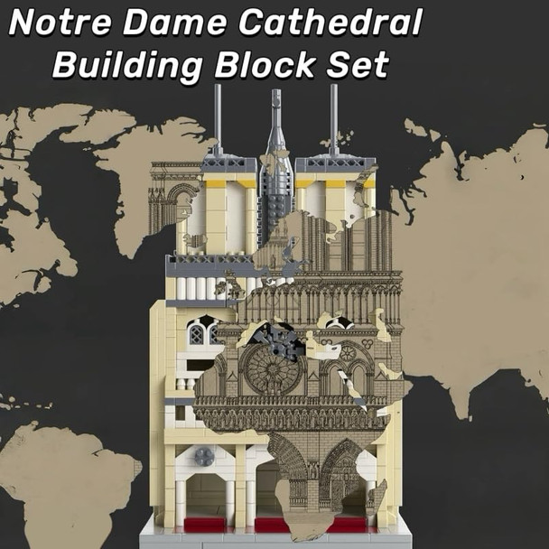 Mantfuty Micro Mini Notre Dame De Paris Cathedral Building Blocks Set Famous World Architecture Building Kit Bricks Toys S For Kids And Adults(2908Pcs)