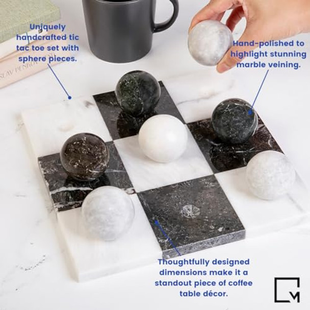 Mc Marble Cultures Marble Tic Tac Toe Set Decorative Tic Tac Toe Game Set Monochrome Coffee Table Decor - Coffee Table Game - Tabletop Game - Modern Home Decor - Functional Decoration (Black And White Marble) Mc Marble Cultures Marble Tic Tac Toe Set Decorative Tic Tac Toe Game Set Monochrome Coffee Table Decor - Coffee Table Game - Tabletop Game - Modern Home Decor - Functional Decoration (Black And White Marble)