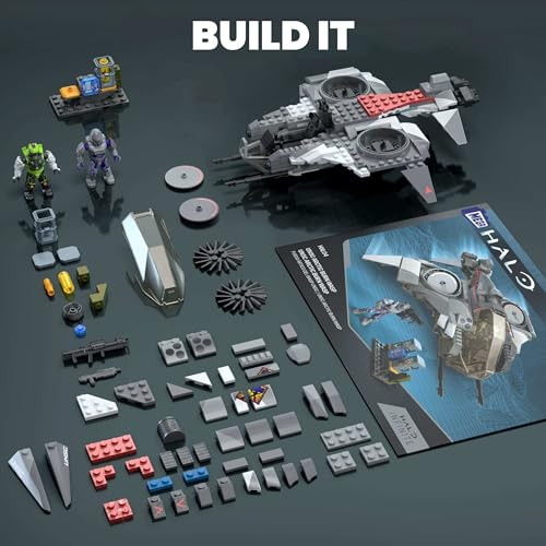 Mega Brands Mega Halo Action Figure Building Toy, Unsc Arctic Burn Wasp With 342 Pieces And 2 Poseable Figures, For Collectors