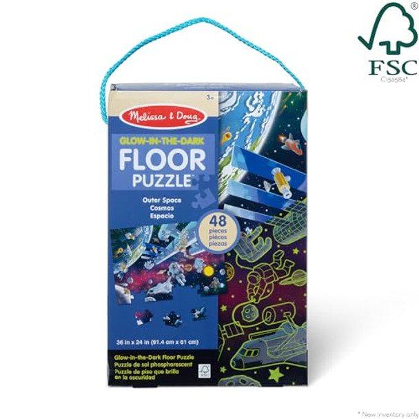 Melissa & Doug Outer Space Glow-In-The-Dark Cardboard Jigsaw Floor Puzzle – 48 Pieces, For Boys And Girls 3+ - Fsc- Materials