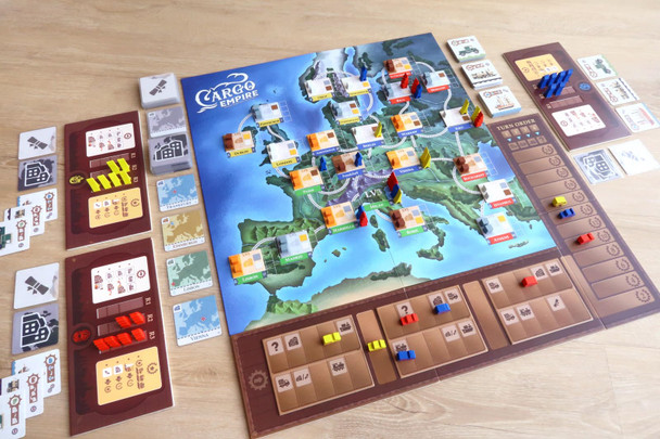 Moaideas Game Design Cargo Empire — By Moaideas Game Design Build Your Own Transportation Network Pick-Up-And-Deliver Includes 100+ Wooden Meeples Euro-Strategy Board Game 1-5 Players 60-90 Minutes