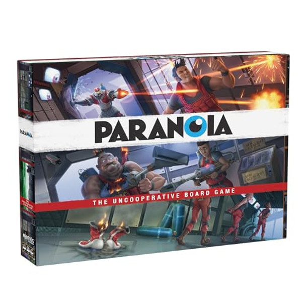 Modiphius Paranoia: The Uncooperative Board Game - Strategic Betrayal & Survival In Alpha Complex, Great For Game Night With Adults, Ages 14+, 2-6 Players, 120 Min Playtime, Made By Modiphius Entertainment