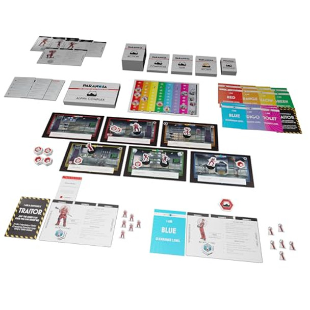 Modiphius Paranoia: The Uncooperative Board Game - Strategic Betrayal & Survival In Alpha Complex, Great For Game Night With Adults, Ages 14+, 2-6 Players, 120 Min Playtime, Made By Modiphius Entertainment