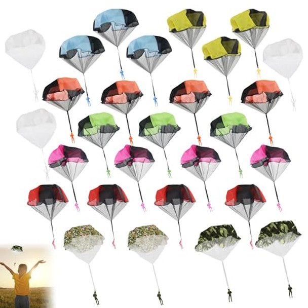 Mosioberdavian 28 Pcs Parachute Toys For Boys Girls Throwing Toy Parachute Men Small Outdoor Flying Toys,Mini Army Men Parachute Toys For Kids For Backyard Camping Party Tangle Flying Throwing S (9 Colors)