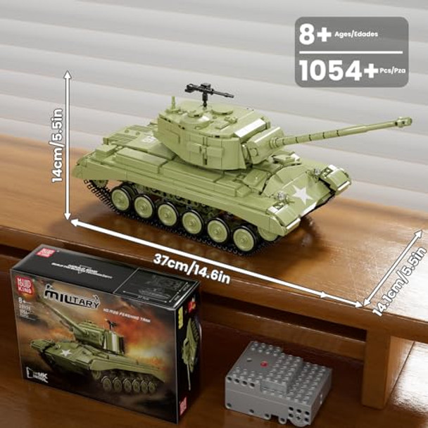 Mould King Rc Army Tank Building Set, Remote And App Control Ww2 Vehicles Model, House Decorating Toys For Military Enthusiasts Ideal For Kids And Adult 20035 (1054 Pcs)