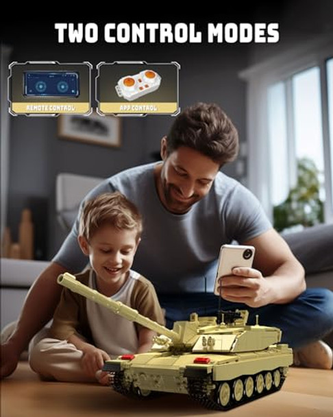 Mould King 20037 Challenger-2 Tank Building Block Kits, 1129 Pcs Military Vehicle Model Building Blocks Set, Diy Collectible Model Kits, Remote/App Control Construction Block Sets For Adults