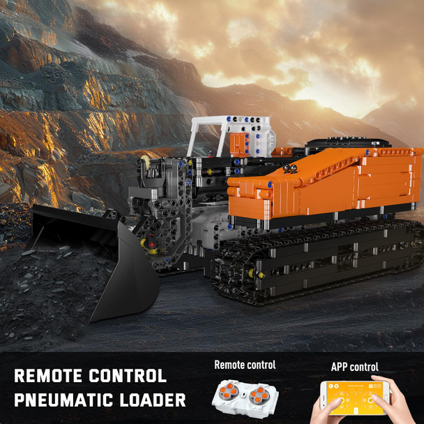 Mould King 17054 Pneumatic Front Loader Building Sets, Moc Gopher Loader Engineering Vehicle Model With App/Remote Control, For Age 14+/Adult Collections Enthusiasts (1423+ Pieces)