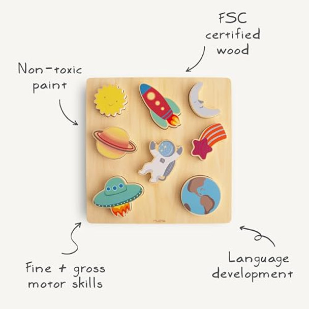 Mushie Mushie Wooden Space Puzzle For Kids 3 Years+ Preschool Educational & Toddler Montessori Toys (8 Pcs) Mushie Mushie Wooden Space Puzzle For Kids 3 Years+ Preschool Educational & Toddler Montessori Toys (8 Pcs)