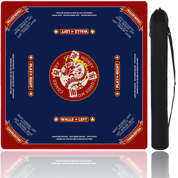 Mutex Mutex 31.5 Inch Mahjong Mat For Table, Multi-Game Mat With 3Mm Thick Non-Slip, Noise Reducing Surface With Drawstring Storage Bag - Perfect For Mahjong, Poker, Board Games, Cards, Dominoes (Bule)