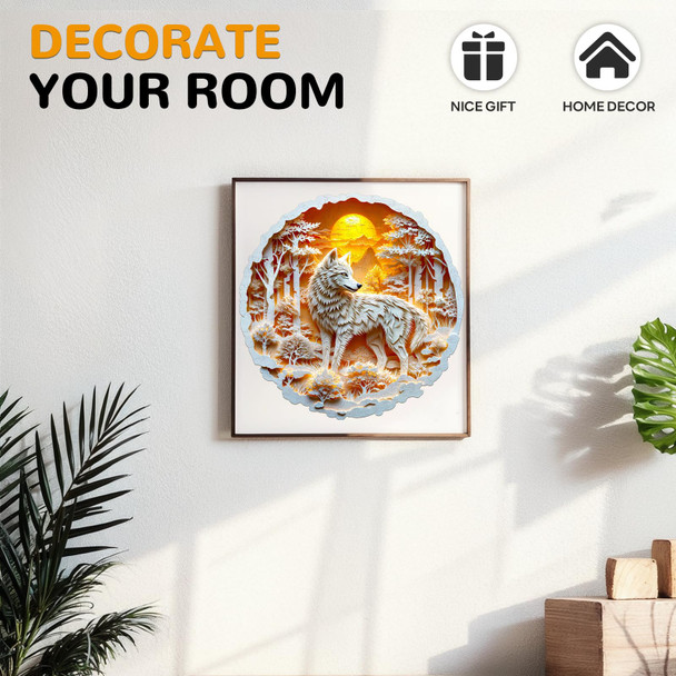 Nabyshop Wooden Puzzles For Adults, 300 Pieces Wolf Flat Puzzles With 3D Visual Effect, Wood Adult Puzzles, Birthday S For Women Men (L-13.4 13.3In)