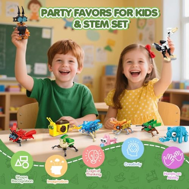 Nomisurit 24 Pack Party Favors For Kids, 72 Kinds Of Animals Building Block Sets, Small Building Bricks Toy For Goodie Bags Stuffer Classroom Prizes, Christmas Birthday For Boys Girls Ages 6-12