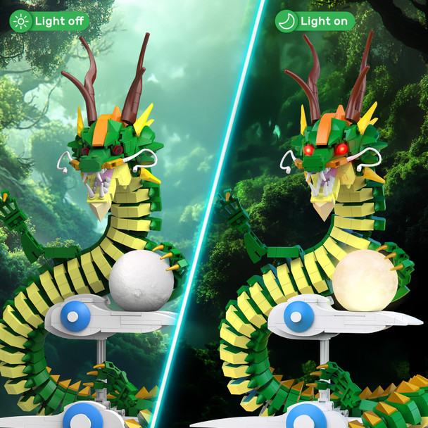 Nutcracker Dragon Building Blocks Set For Adult, Lighting Dragon Building Display Model With Light Ball, Cool Animal Dragon Toy Building Set, Easter Birthday S For Boys Girls 14+ (1364 Pieces)