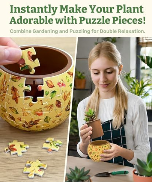 Piecerelax Puzzle Planter And Flower Decoration Building Set - Singing Birds And Flowers With Lotus (3D Puzzle Planter With Flower Bouquet Building Decoration Set) [K1105+Kz1028]