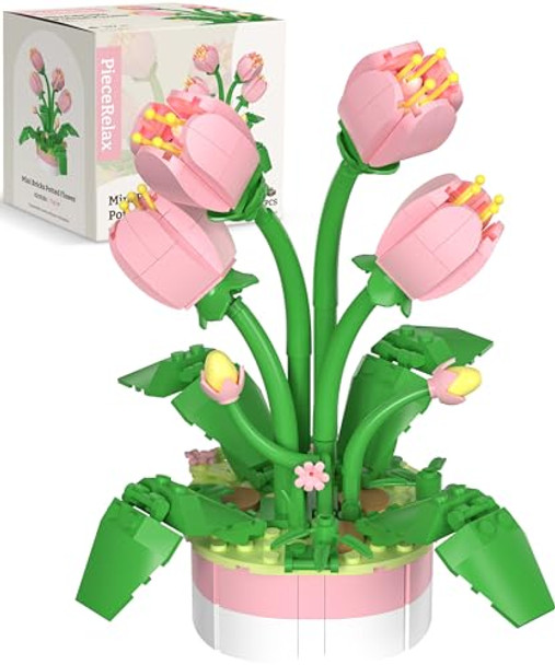 Piecerelax Puzzle Planter And Flower Decoration Building Set - Singing Birds And Flowers With Lotus (3D Puzzle Planter With Flower Bouquet Building Decoration Set) [K1108+Kz1030]
