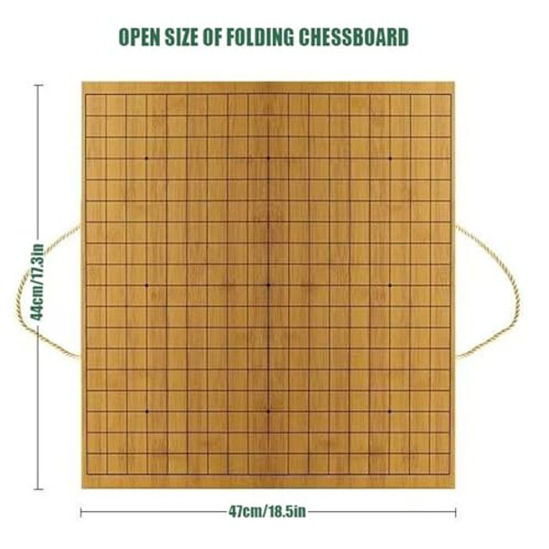 Pmhaurient 19X19 Go Game Set,Wooden Foldable Go Game Board Set, Traditional Weiqi Tabletop Strategy And Skill Game Puzzle Games For Adults Travel Folding Box Board