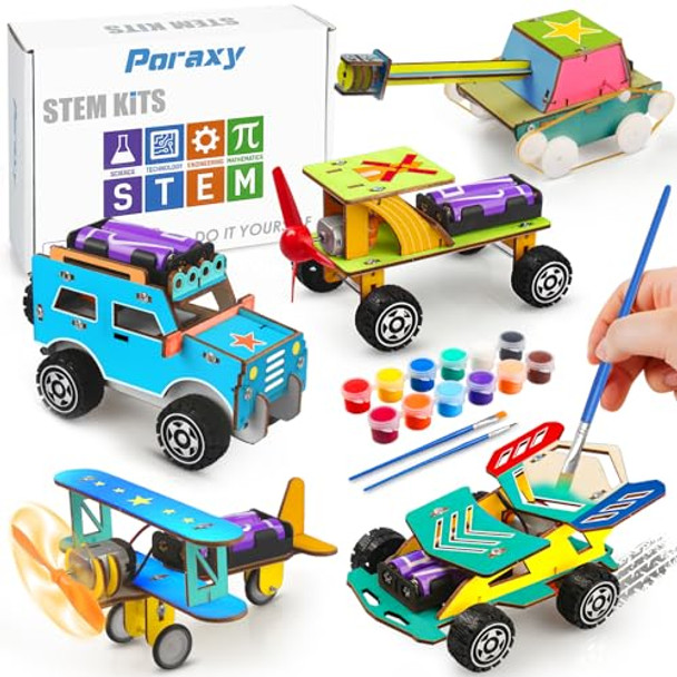 Poraxy Stem Kits For Kids Age 8-10, 5 Set Stem Toys For Boys Age 8-12, Wooden 3D Puzzles Model Car Kits, Science Kit Crafts Building Project, Birthday S For 6 7 8 9 10 11 12 13 Year Old Boys Girls Poraxy Stem Kits For Kids Age 8-10, 5 Set Stem Toys For Boys Age 8-12, Wooden 3D Puzzles Model Car Kits, Science Kit Crafts Building Project, Birthday S For 6 7 8 9 10 11 12 13 Year Old Boys Girls