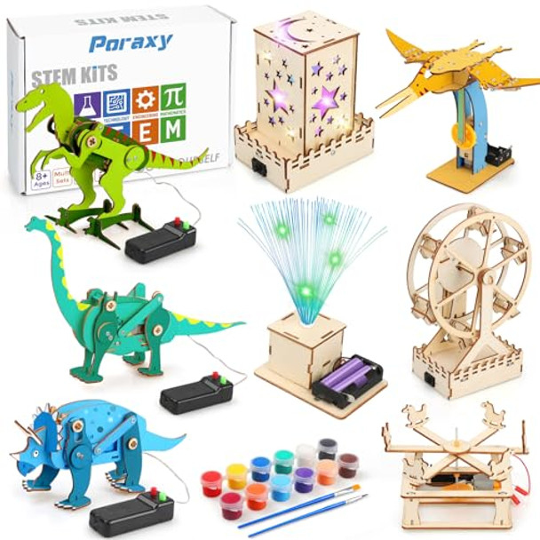 Poraxy 8 Set Science Kits For Kids Age 8-12, Stem Toys For Boys 8-12, S For 8 9 10 11 12 13 Year Old Boys And Girls, Wooden 3D Puzzles, Educational Projects, Crafts Building Kits Poraxy 8 Set Science Kits For Kids Age 8-12, Stem Toys For Boys 8-12, S For 8 9 10 11 12 13 Year Old Boys And Girls, Wooden 3D Puzzles, Educational Projects, Crafts Building Kits