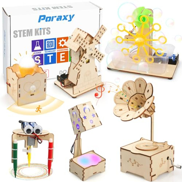 Poraxy Stem Kits For Kids Age 8-10-12, 6 In 1 Science Kits, Wooden 3D Puzzles, Toys For Ages 8-13, Building Projects Crafts Model Kits, Birthday S For Boys Girls Ages 7 8 9 10 11 12 13 Years Old Poraxy Stem Kits For Kids Age 8-10-12, 6 In 1 Science Kits, Wooden 3D Puzzles, Toys For Ages 8-13, Building Projects Crafts Model Kits, Birthday S For Boys Girls Ages 7 8 9 10 11 12 13 Years Old