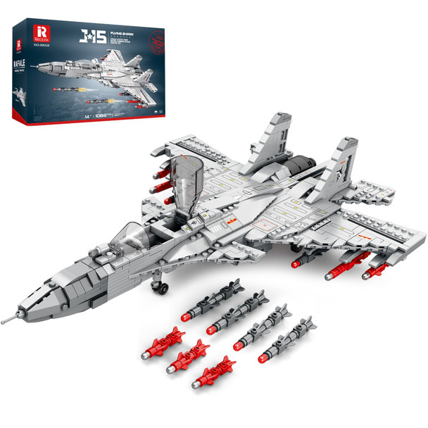 Reobrix J-15 Fighter Jet Building Set,Military Airplane Jet With Movable Wings,Single Seater Fighter 33028,Aircraft Model Kits,Military Displays, For Adult Teens Boys 14+,1066Pcs
