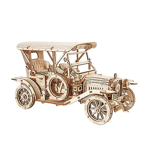 Robotime Mc801 Vintage Car 3D Puzzle, 3D Wooden Puzzle Retro Model Kit For Adults, For Antique Car Lovers, Aesthetic Home Decor