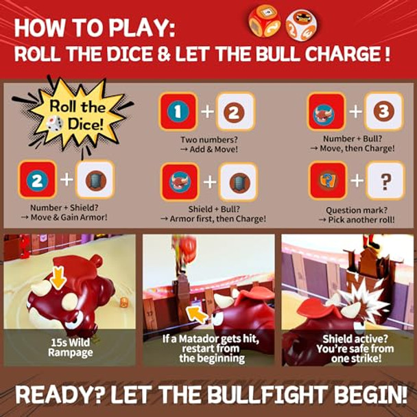 Rohsce Matador Bullfighting Board Game – Fun Family Game For Kids Ages 6-12, Interactive Strategy Game For 2-4 Players, Perfect For Family Game Night, Parties, Travel