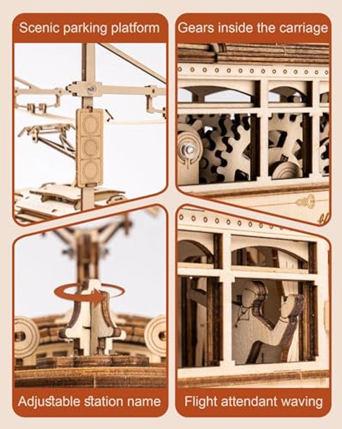 Rokr 3D Wooden Puzzles Model Car Kits For Adults To Build - Wooden Toy Tram Train Set With Railway - Wood 3D Puzzles For Adults - Idea For Christmas Father'S Day Birthday Rokr 3D Wooden Puzzles Model Car Kits For Adults To Build - Wooden Toy Tram Train Set With Railway - Wood 3D Puzzles For Adults - Idea For Christmas Father'S Day Birthday