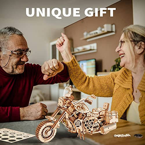 Rokr 3D Wooden Puzzles For Adults Bundle Set - Illuminous Globe & Motorcycle Car Model Kit, Unique Hobby For Boys Girls Family