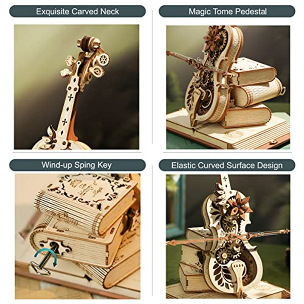 Rokr 3D Wooden Puzzles For Adults Music Box Bundle - Cello & Orrey, Unique Hobby For Boys Girls Family Rokr 3D Wooden Puzzles For Adults Music Box Bundle - Cello & Orrey, Unique Hobby For Boys Girls Family