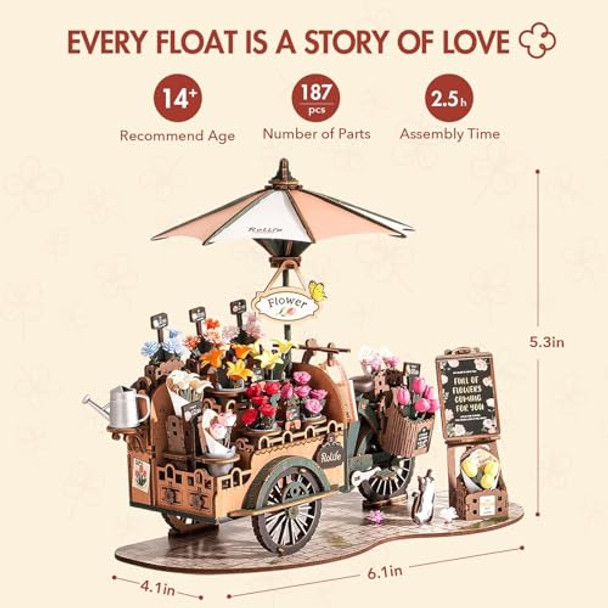 Rolife Diy 3D Wooden Puzzle For Adults, Flower Cart Brain Teaser Puzzle For Teens Girls Boys, Creative Craft Hobby S Model Building Kits, Home Decor Assembly Toy Rolife Diy 3D Wooden Puzzle For Adults, Flower Cart Brain Teaser Puzzle For Teens Girls Boys, Creative Craft Hobby S Model Building Kits, Home Decor Assembly Toy