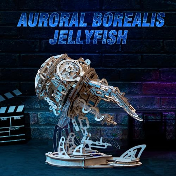 Ruifam 3D Wooden Puzzles For Adults, 3D Puzzle Model Aurora Jellyfish Toys Building Kits, Diy Wood Crafts Cool Toy Hobbies For Men Women, Creative Assembly S