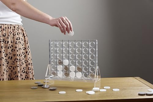 Russell+Hazel Russell+Hazel Acrylic Four In A Row Game, Kids Games, Coffee Table Decor, Connect All 4 Game With Chic White & Silver Tokens, Stylish Transparent Design, 12” X 4” X 10.63” (102763) Russell+Hazel Russell+Hazel Acrylic Four In A Row Game, Kids Games, Coffee Table Decor, Connect All 4 Game With Chic White & Silver Tokens, Stylish Transparent Design, 12” X 4” X 10.63” (102763)