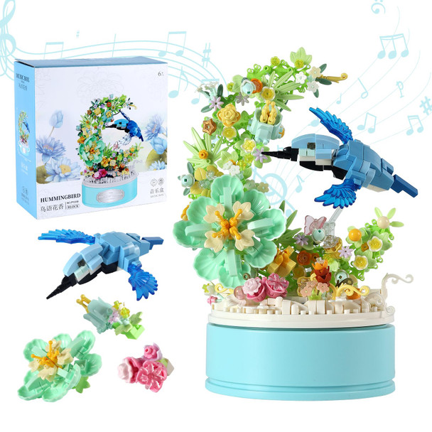 Sjiada Moon Flowers Music Box Micro Building Block Kit(788Pcs) Botanical Collection Desktop And Wall Decor.Mother'S Day, Valentine And Birthday S For Girls Boys Adults Kids Ages 6+