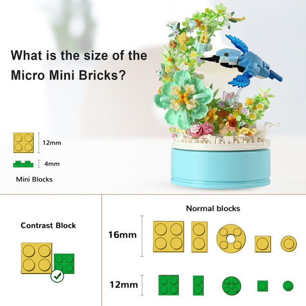 Sjiada Moon Flowers Music Box Micro Building Block Kit(788Pcs) Botanical Collection Desktop And Wall Decor.Mother'S Day, Valentine And Birthday S For Girls Boys Adults Kids Ages 6+