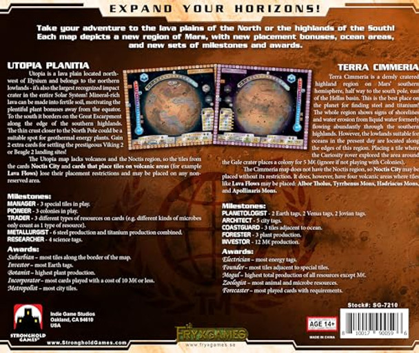 Stronghold Games Terraforming Mars Utopia & Cimmeria - Double-Sided Game Board With Maps And Awards - For Ages 12+ And 1 To 5 Players