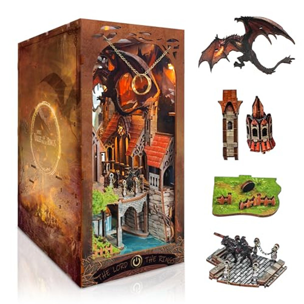 Strucwood Book Nook Kit With Led Light - 3D Wooden Puzzles Book Nook For Book Shelf Decor - Diy Dollhouse Kit - Book Nook Decor With Dust Cover - Magic Book Nook -The Lord The Ring Sq-05 Strucwood Book Nook Kit With Led Light - 3D Wooden Puzzles Book Nook For Book Shelf Decor - Diy Dollhouse Kit - Book Nook Decor With Dust Cover - Magic Book Nook -The Lord The Ring Sq-05