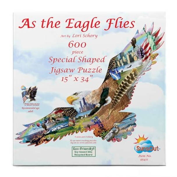 Sunsout Inc - As The Eagle Flies - 600 Pc Special Shape Jigsaw Puzzle By Artist: Lori Schory - Finished Size - Mpn# 95421