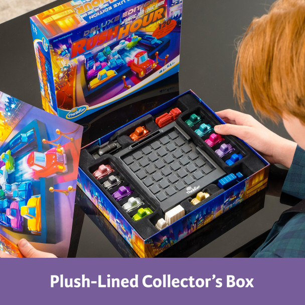 Thinkfun Rush Hour Deluxe – The Gamer'S Logic Game Navigate 120 Traffic Challenges With Collector'S Edition Limo And Metallic Design Ages 8+