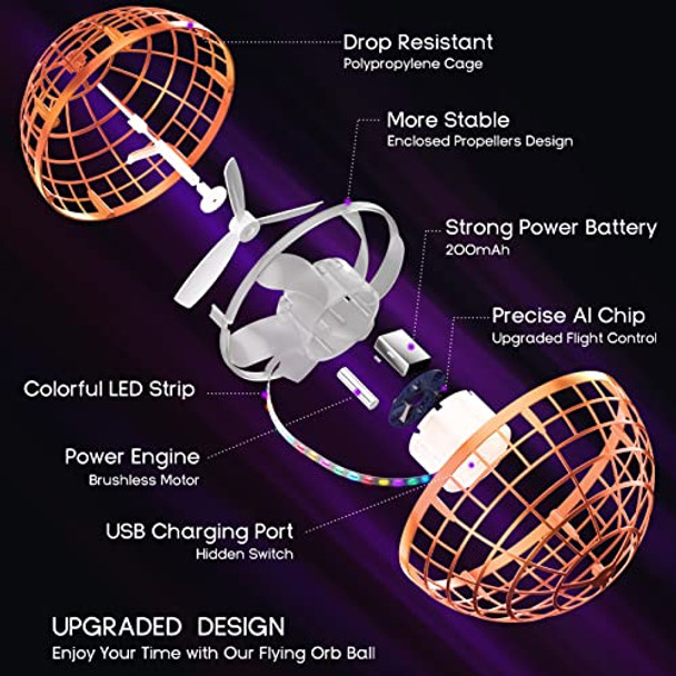 Tikduck 1 Pack Orange Flying Orb Ball, 1 Pack Purple Updated Flying Orb Ball, Cool Stuff Christmas Birthday Toy , For Kids Age 6 7 8 9 10 Tikduck 1 Pack Orange Flying Orb Ball, 1 Pack Purple Updated Flying Orb Ball, Cool Stuff Christmas Birthday Toy , For Kids Age 6 7 8 9 10