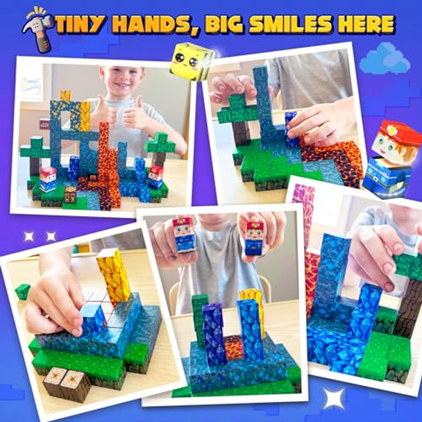 Toyvimo 150Pcs Magnetic Blocks - Build Mine Magnet World Kids Building Blocks With Magnet Board For 3 4 5 6 7 8 9 10 Year Old Boys & Girls Magnetic Tiles Stem Sensory Outdoor Toys For Kids Ages 4-8 5-7 Toyvimo 150Pcs Magnetic Blocks - Build Mine Magnet World Kids Building Blocks With Magnet Board For 3 4 5 6 7 8 9 10 Year Old Boys & Girls Magnetic Tiles Stem Sensory Outdoor Toys For Kids Ages 4-8 5-7