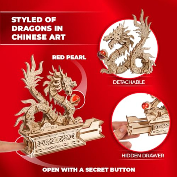 Ugears Wood Dragon Puzzle 3D - Model Building Kits For Adults - Chinese 3D Dragon Wooden Puzzle Hobbies For Men - Wooden Models For Adults To Build Ugears Wood Dragon Puzzle 3D - Model Building Kits For Adults - Chinese 3D Dragon Wooden Puzzle Hobbies For Men - Wooden Models For Adults To Build